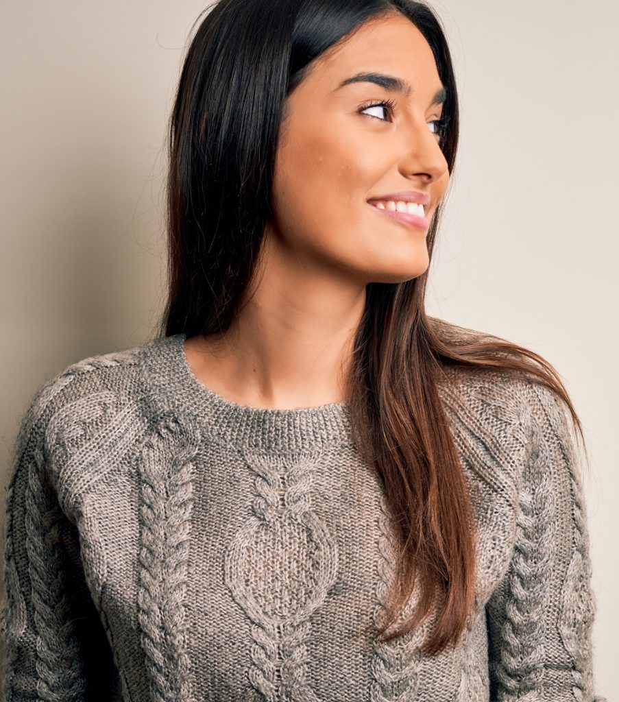 Female model in sweater